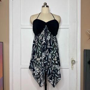 Black floral halter top